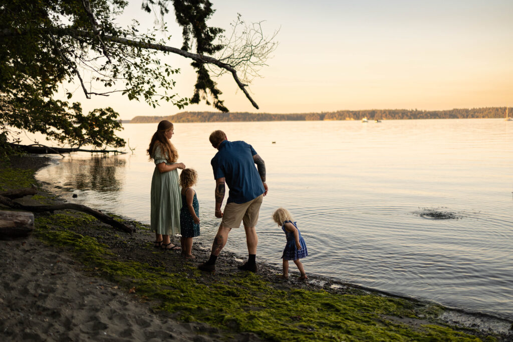 Family at Tolmie State Park in Olympia